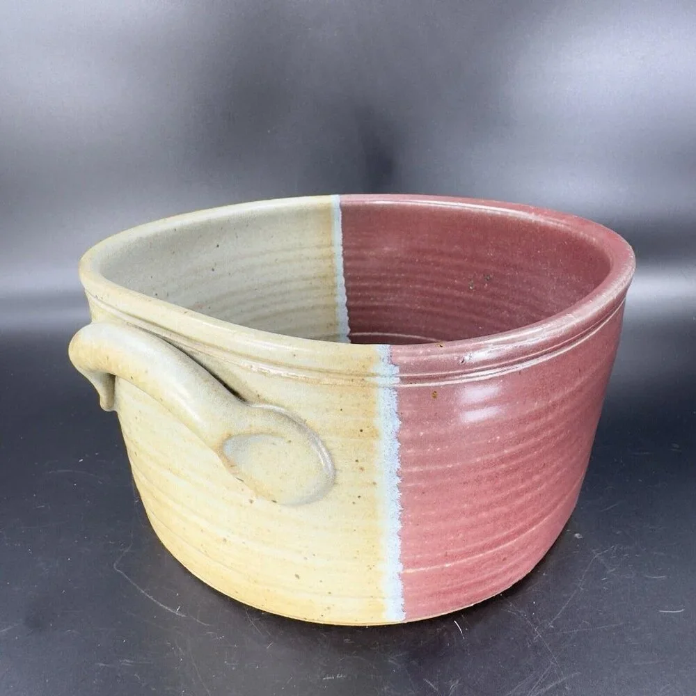 Hand Made Studio Art Pottery Bowl Dish With Handles Signed B‎ Creek Planter Pot